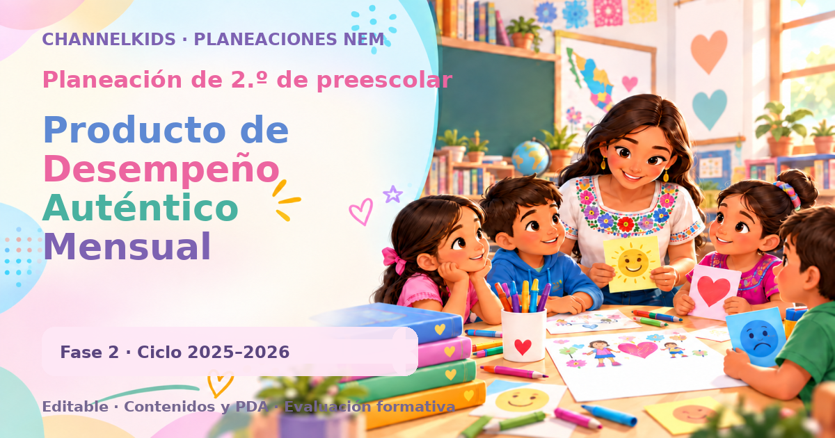 Planeación de segundo grado de preescolar: Producto de Desempeño Auténtico Mensual