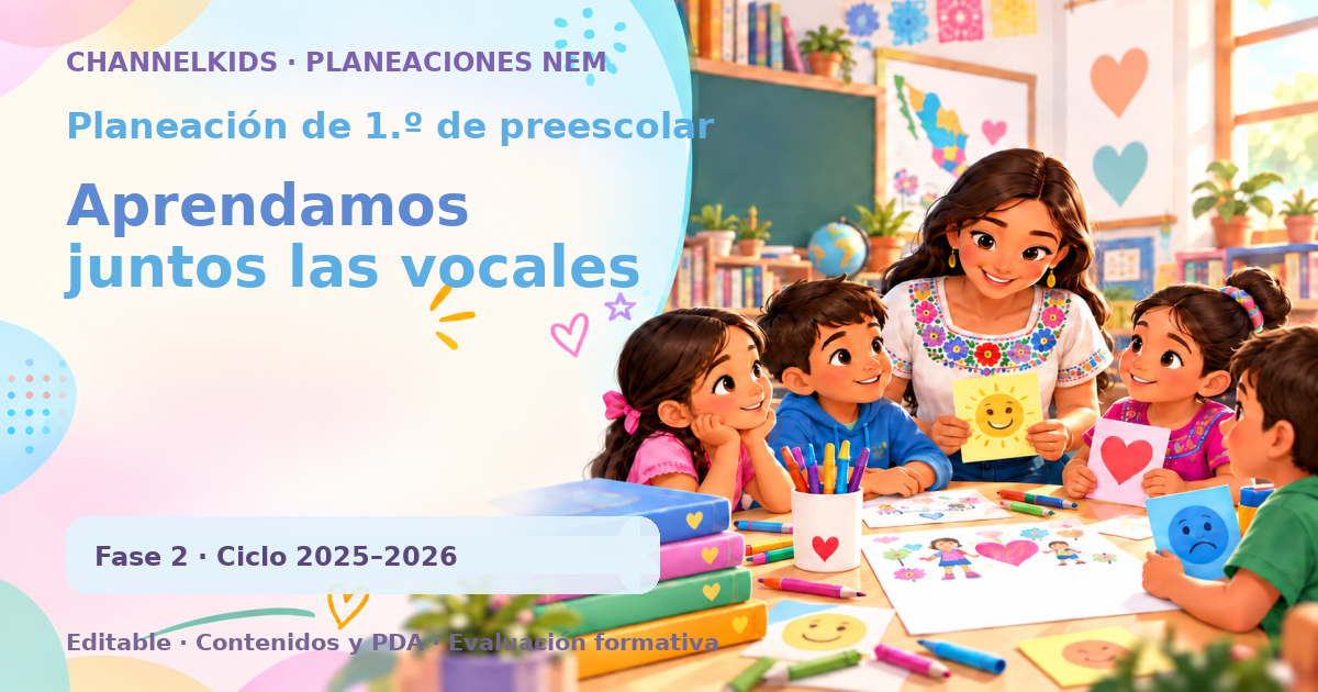 Planeación de primer grado de preescolar: Aprendamos juntos las vocales