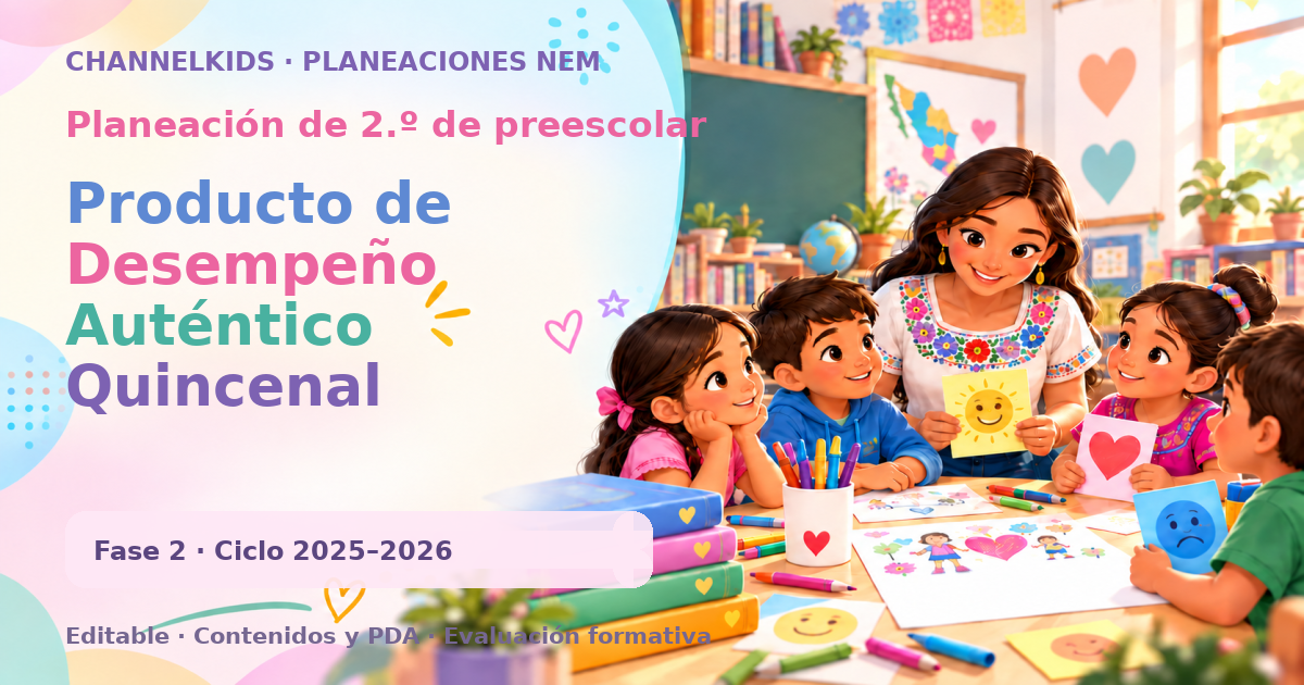 Planeación de segundo grado de preescolar: Producto de Desempeño Auténtico Quincenal