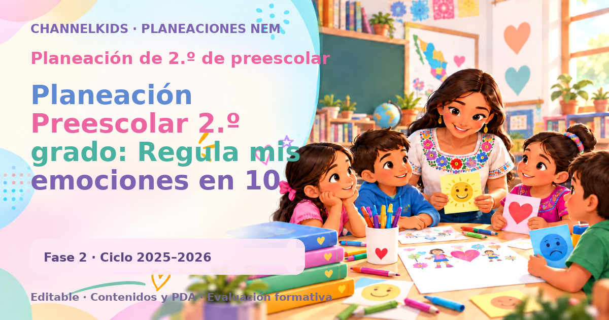 Planeación de segundo grado de preescolar: Planeación Preescolar 2.º grado: Regula mis emociones en 10 días