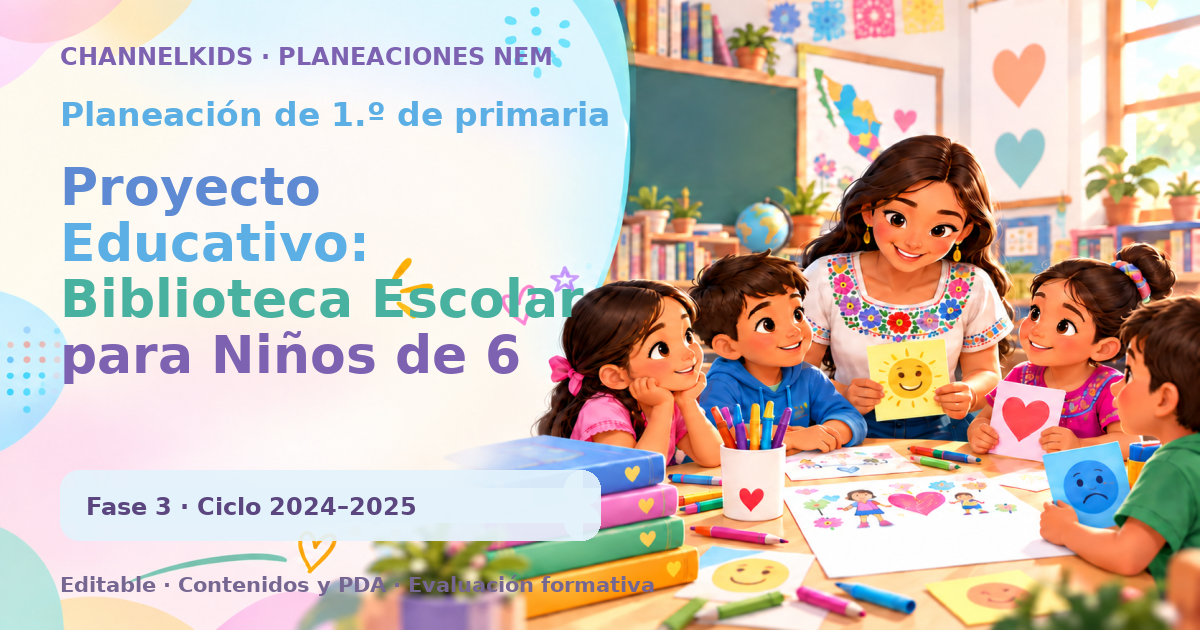 Planeación de primer grado: Proyecto Educativo: Biblioteca Escolar para Niños de 6 Años