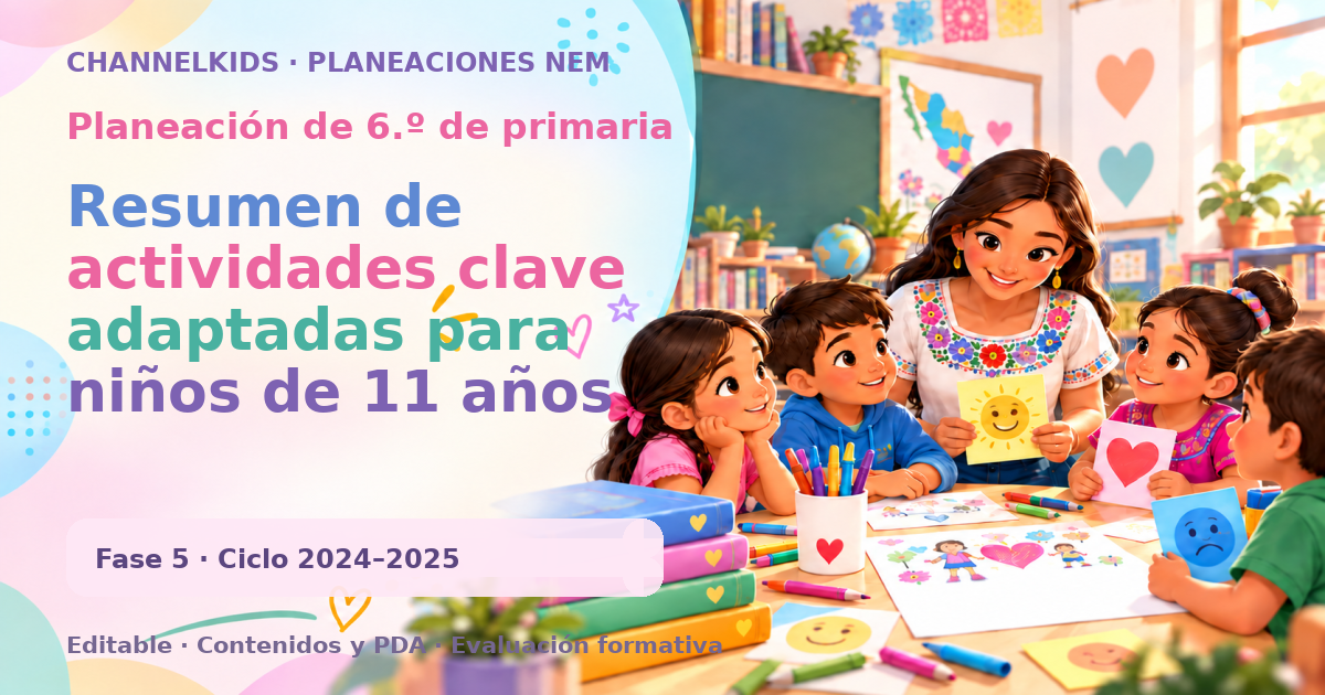 Planeación de sexto grado: Resumen de actividades clave adaptadas para niños de 11 años