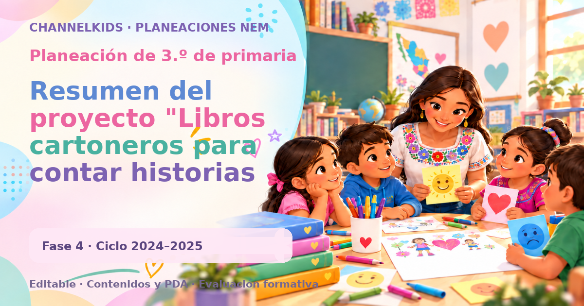 Planeación de tercer grado: Resumen del proyecto "Libros cartoneros para contar historias diferentes