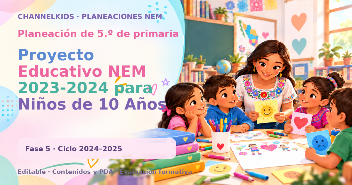 Planeación de quinto grado: Proyecto Educativo NEM 2023-2024 para Niños de 10 Años