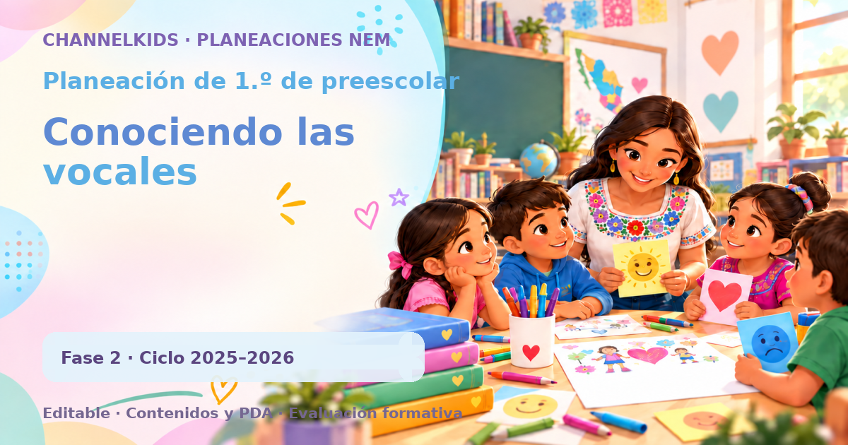 Planeación de primer grado de preescolar: Conociendo las vocales