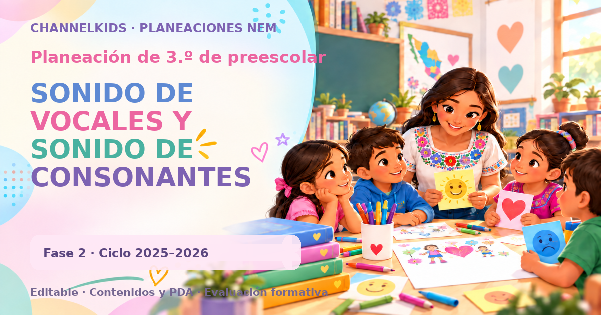 Planeación de tercer grado de preescolar: SONIDO DE VOCALES Y SONIDO DE CONSONANTES