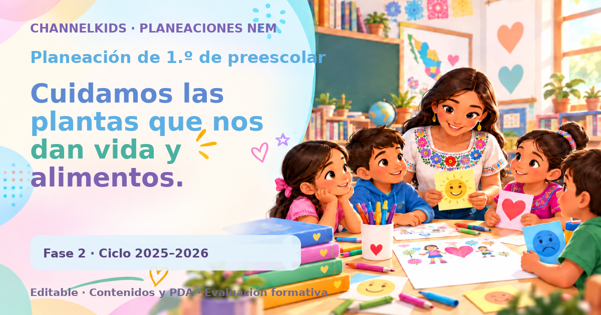 Planeación de primer grado de preescolar: Cuidamos las plantas que nos dan vida y alimentos.