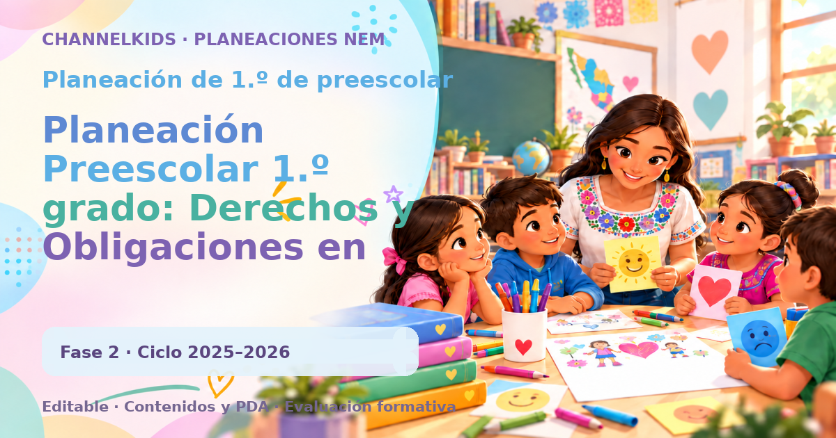 Planeación de primer grado de preescolar: Planeación Preescolar 1.º grado: Derechos y Obligaciones en Quincena