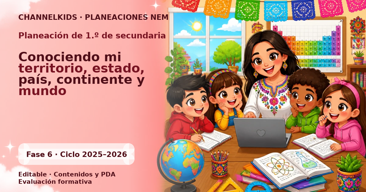 Planeación de primer grado de secundaria: Conociendo mi territorio, estado, país, continente y mundo