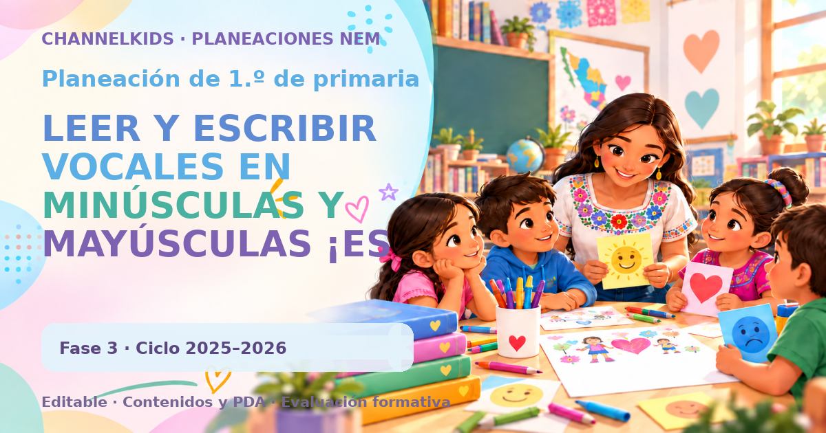 Planeación de primer grado: LEER Y ESCRIBIR VOCALES EN MINÚSCULAS Y MAYÚSCULAS ¡ES DIVERTIDO!