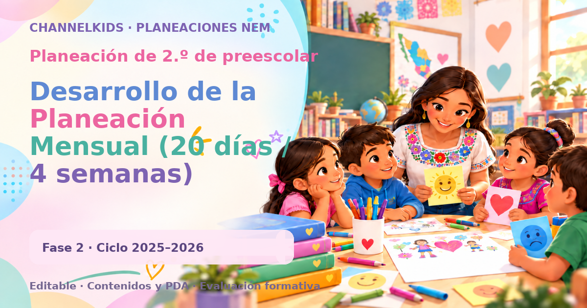 Planeación de segundo grado de preescolar: Desarrollo de la Planeación Mensual (20 días / 4 semanas)