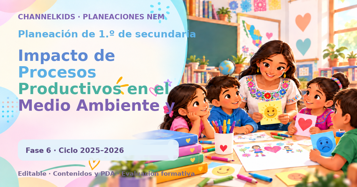 Planeación de primer grado de secundaria: Impacto de Procesos Productivos en el Medio Ambiente y Estrategias