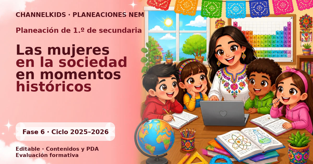 Planeación Secundaria 1.º grado: Mujeres en la sociedad en momentos históricos