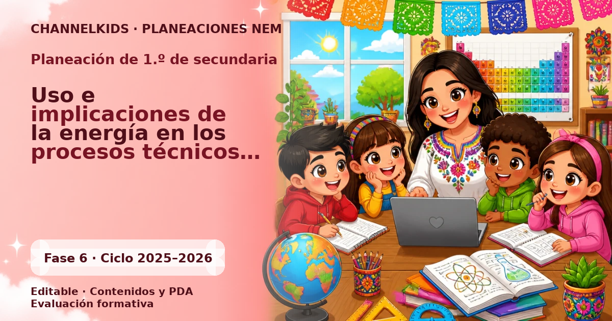 Planeación Didáctica para Primer Grado de Secundaria: Uso de la Energía, Tecnologías y Pensamiento Crítico en Procesos Técnicos