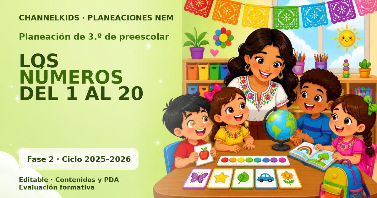 Planeación Didáctica para Tercer Grado de Preescolar: Números del 1 al 20 (Mensual, 20 Días, 4 Semanas)