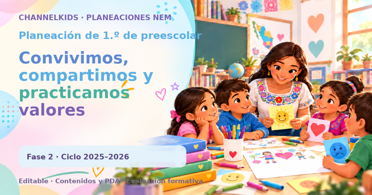 Planeación de primer grado de preescolar: Convivimos, compartimos y practicamos valores