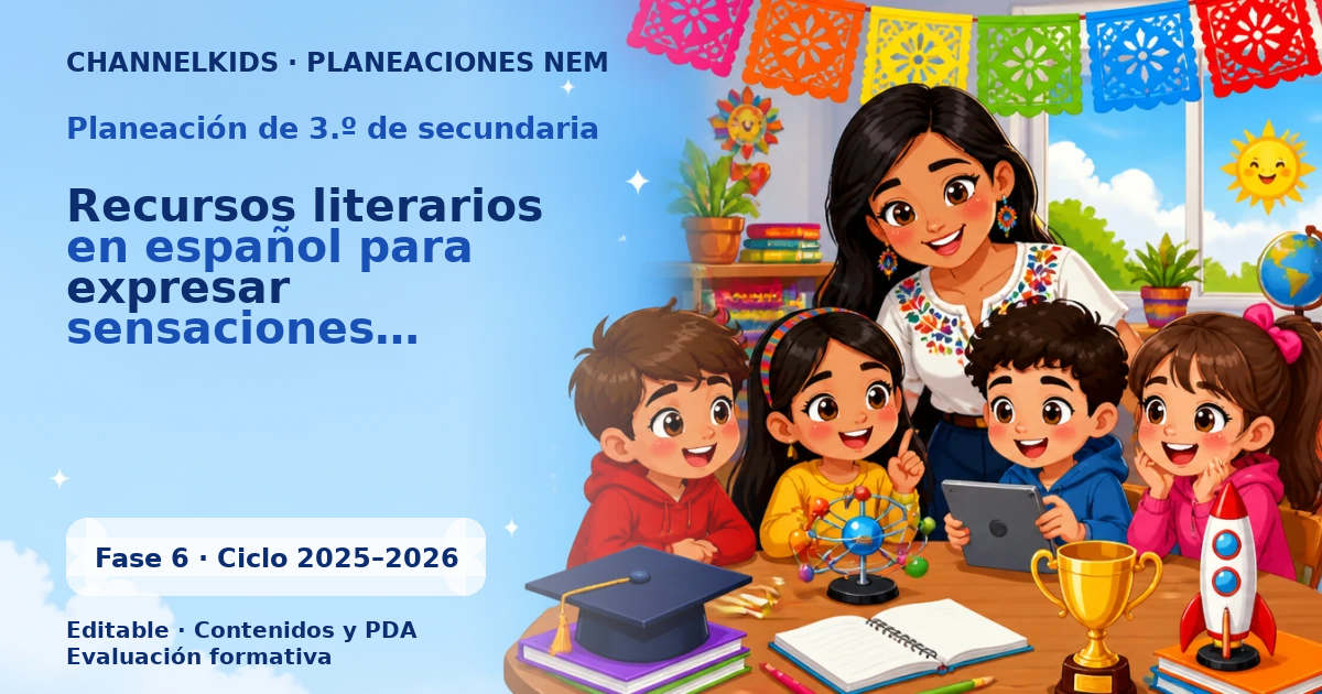 Planeación: Recursos literarios en español para expresar sensaciones, emociones, sentimientos e ideas sobre familias, escuela y comunidad