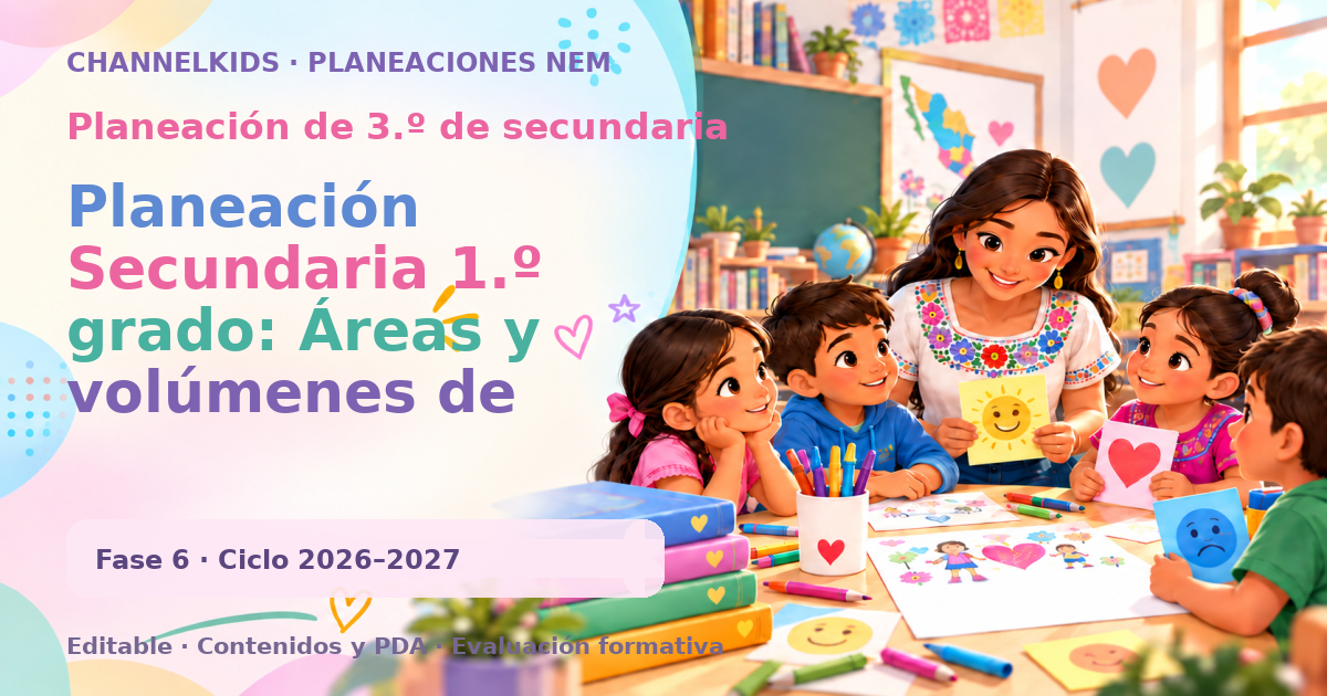 Planeación Secundaria 1.º grado: Áreas y volúmenes de cuerpos geométricos