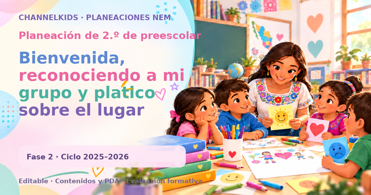 Planeación de segundo grado de preescolar: Bienvenida, reconociendo a mi grupo y platico sobre el lugar donde vivo y mi familia