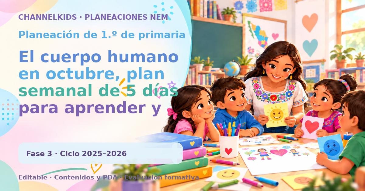 Planeación de primer grado: El cuerpo humano en octubre, plan semanal de 5 días para aprender y divertir