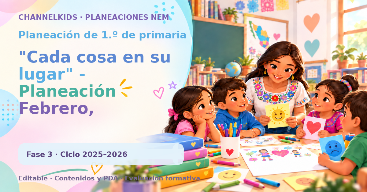 Planeación de primer grado: "Cada cosa en su lugar" - Planeación Febrero, Actividades y Recursos