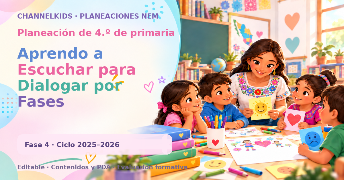 Planeación de cuarto grado: Aprendo a Escuchar para Dialogar por Fases Metodológicas