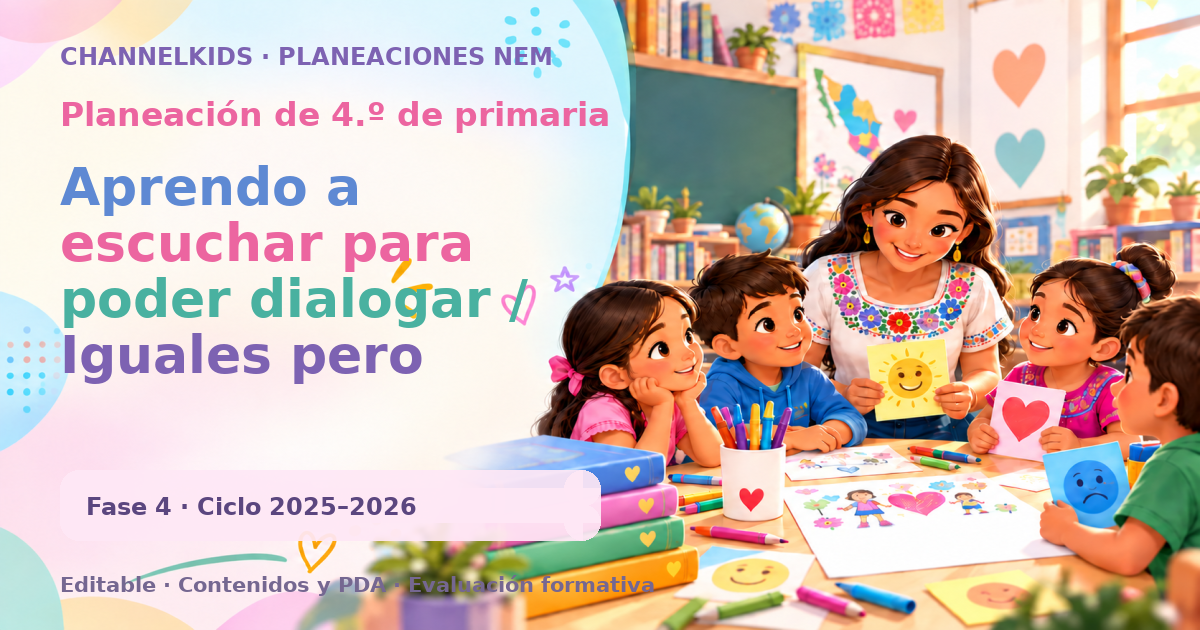 Planeación de cuarto grado: Aprendo a escuchar para poder dialogar / Iguales pero diferentes