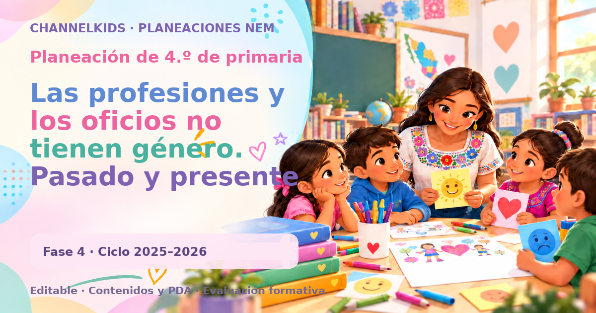 Planeación de cuarto grado: Las profesiones y los oficios no tienen género. Pasado y presente de la igualdad entre personas. ¡Luces, cámara, equidad de género! La natur