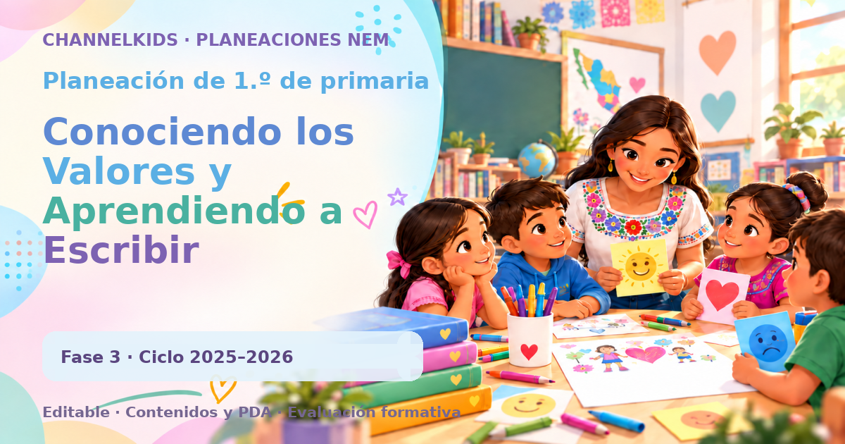 Planeación de primer grado: Conociendo los Valores y Aprendiendo a Escribir