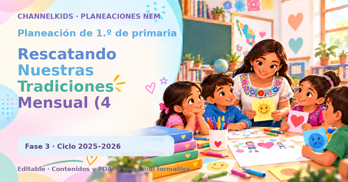 Planeación de primer grado: Rescatando Nuestras Tradiciones Mensual (4 Semanas)