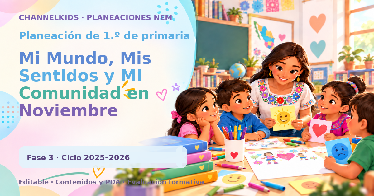 Planeación de primer grado: Mi Mundo, Mis Sentidos y Mi Comunidad en Noviembre