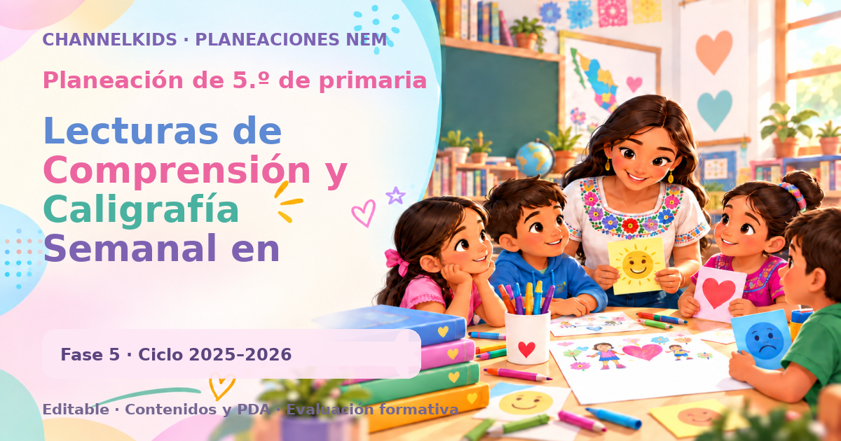 Planeación de quinto grado: Lecturas de Comprensión y Caligrafía Semanal en Noviembre