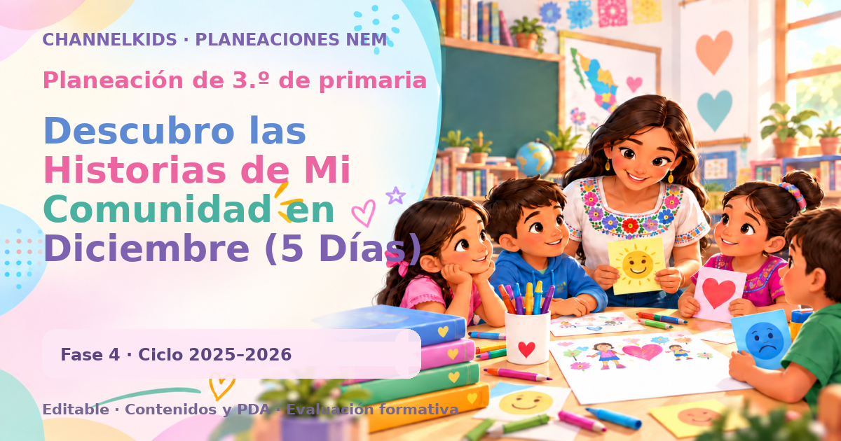 Planeación de tercer grado: Descubro las Historias de Mi Comunidad en Diciembre (5 Días)