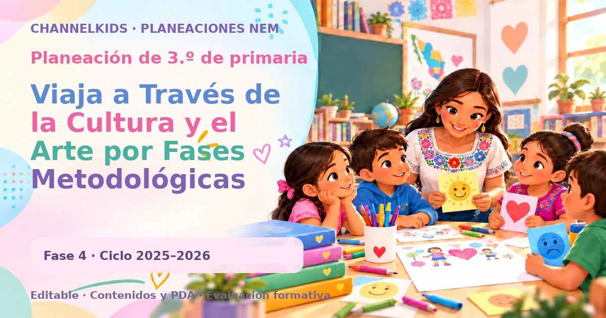 Planeación de tercer grado: Viaja a Través de la Cultura y el Arte por Fases Metodológicas