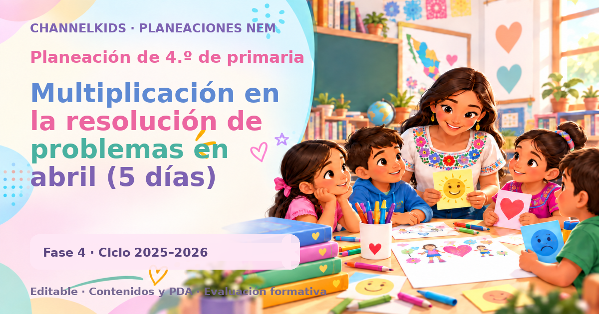 Planeación de cuarto grado: Multiplicación en la resolución de problemas en abril (5 días)