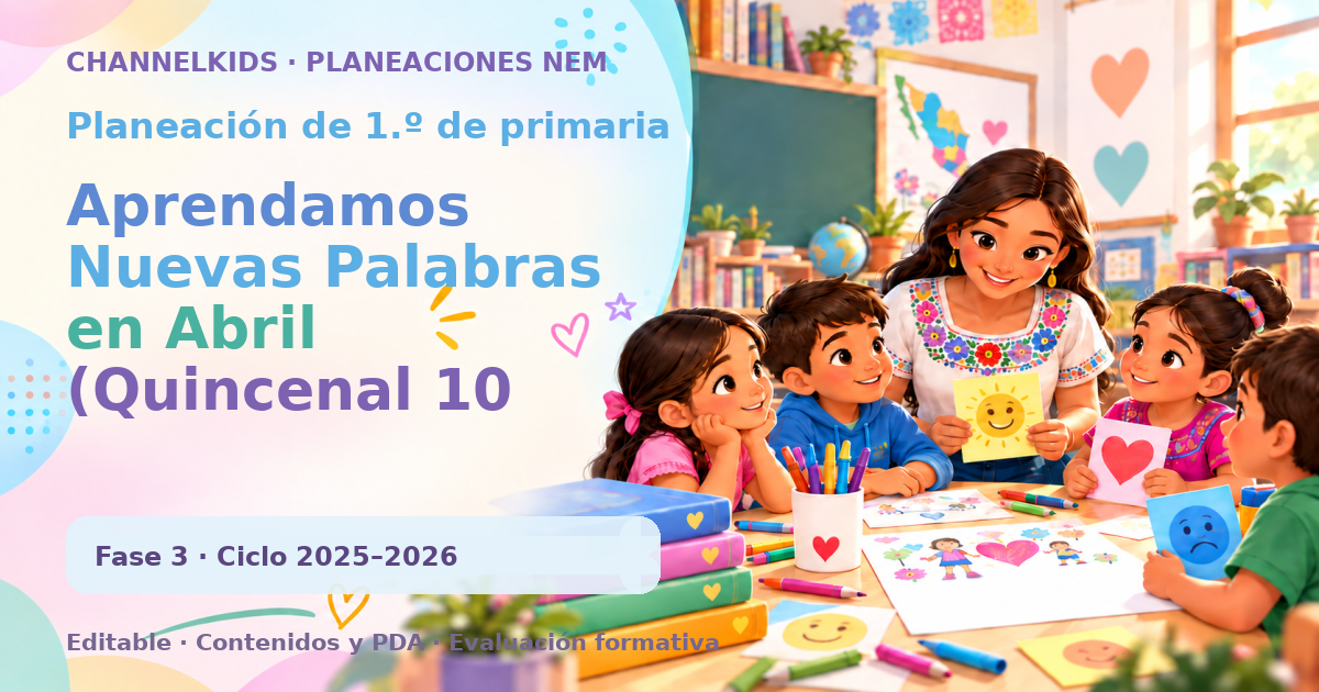 Planeación de primer grado: Aprendamos Nuevas Palabras en Abril (Quincenal 10 Días)