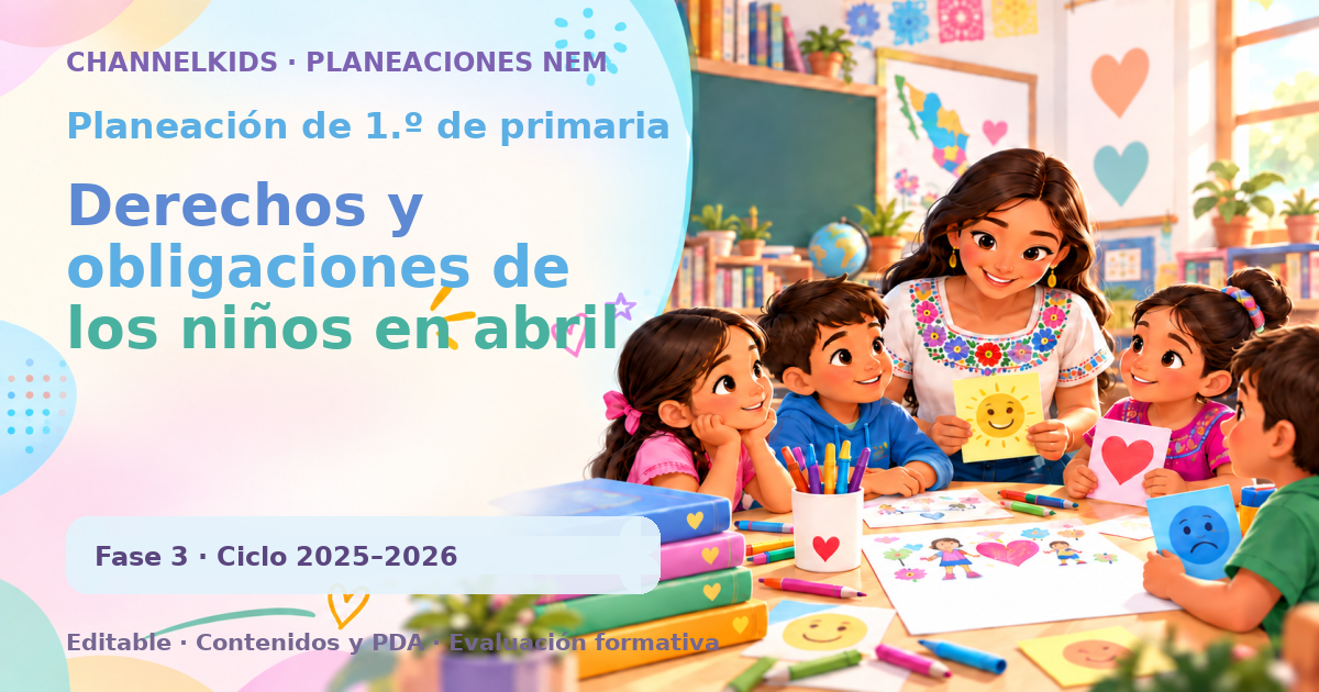 Planeación de primer grado: Derechos y obligaciones de los niños en abril