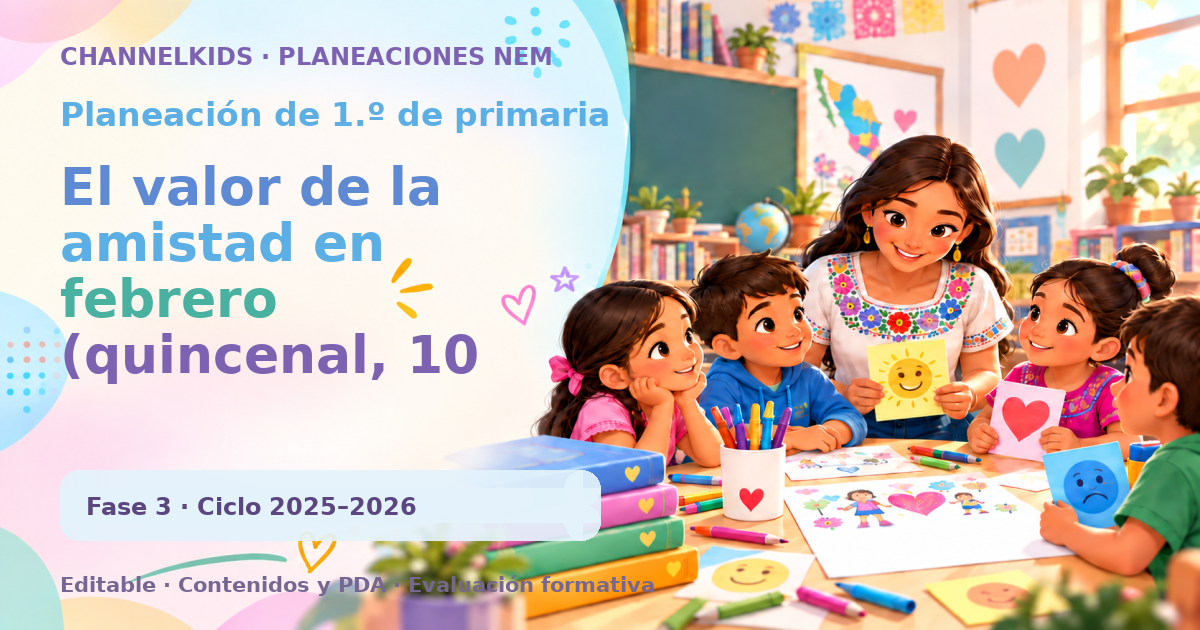 Planeación de primer grado: El valor de la amistad en febrero (quincenal, 10 días)