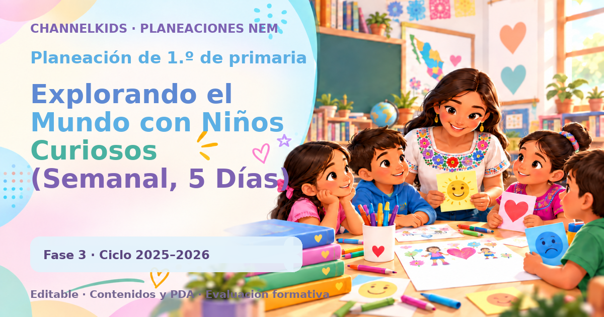 Planeación de primer grado: Explorando el Mundo con Niños Curiosos (Semanal, 5 Días)