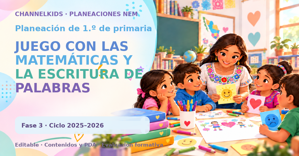 Planeación de primer grado: JUEGO CON LAS MATEMÁTICAS Y LA ESCRITURA DE PALABRAS