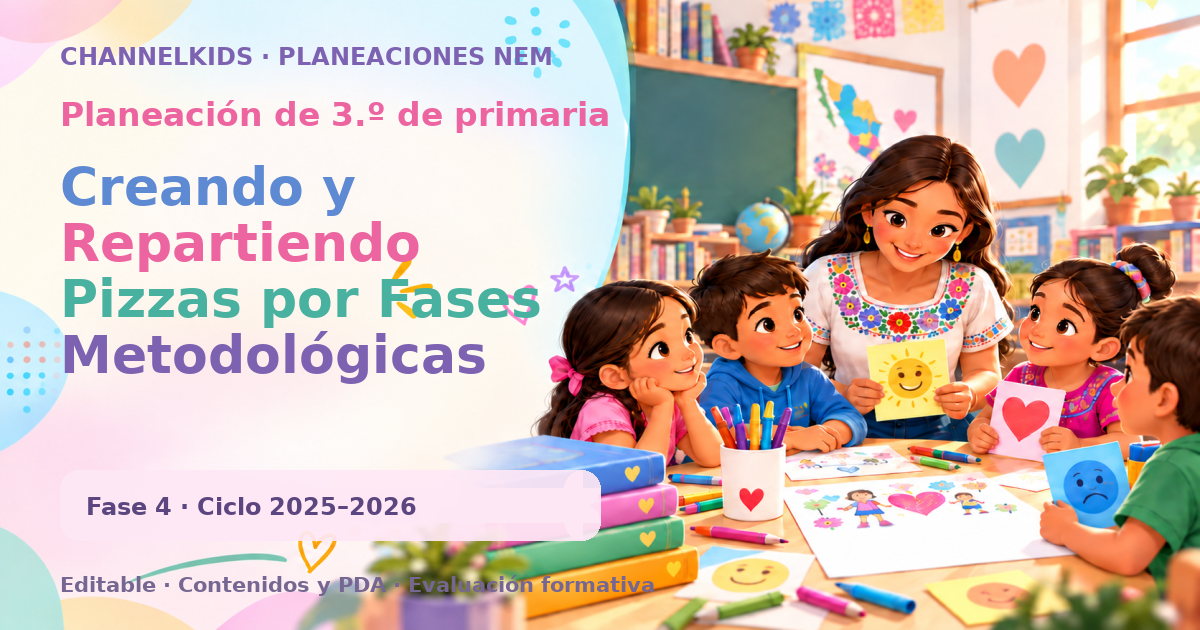 Planeación de tercer grado: Creando y Repartiendo Pizzas por Fases Metodológicas