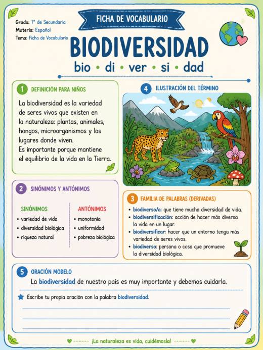 Ficha de Vocabulario: 'Biodiversidad'
