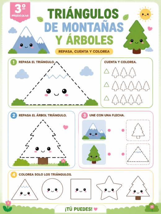 Triángulos de Montañas y Árboles