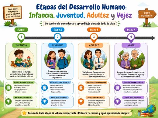 Etapas del Desarrollo Humano: Infancia, Juventud, Adultez y Vejez