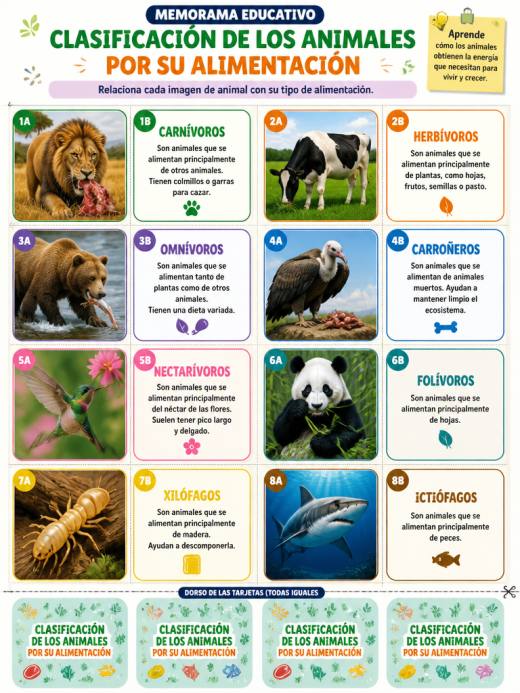 Clasificación de los Animales por su Alimentación