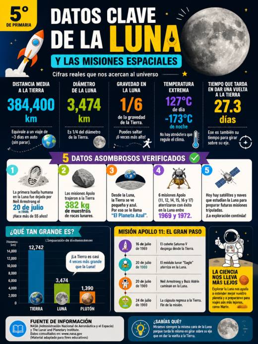 Datos Clave de la Luna y las Misiones Espaciales