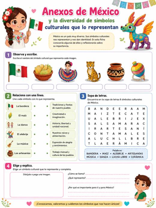Anexos de México y la diversidad de símbolos culturales que lo representan (Primaria)