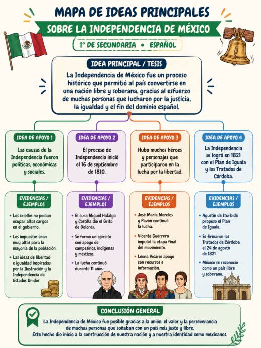 Mapa de Ideas Principales sobre la Independencia de México
