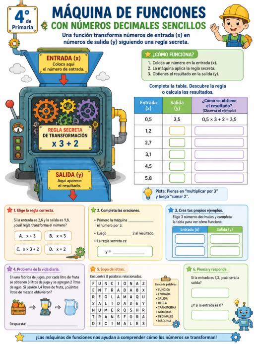 Máquina de funciones con números decimales sencillos