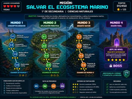 Mundo 1 al 4: Misión Salvar el Ecosistema Marino